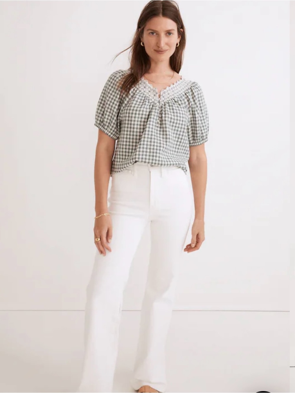 Madewell Embroidered Gingham Top